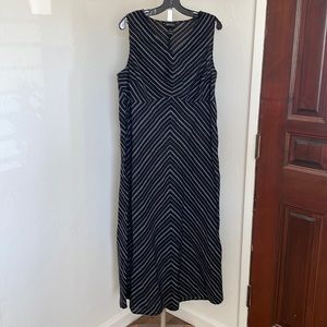Lane Bryant Black and White Striped sleeveless linen Maxi Dress